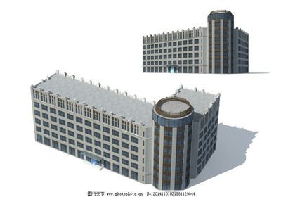圆凸顶多层公建建筑3D模型设计与应用解析
