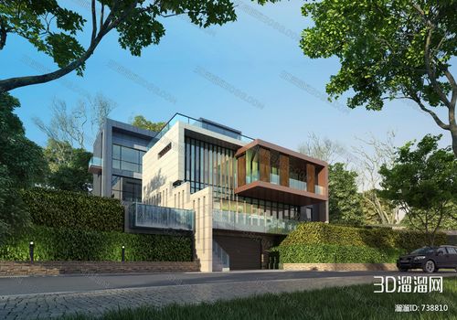 现代建筑独栋别墅3d模型id:738810